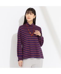 Liliane Burty/先染めマルチボーダー　ハイネックＴシャツ［同素材アイテム有］/506876511