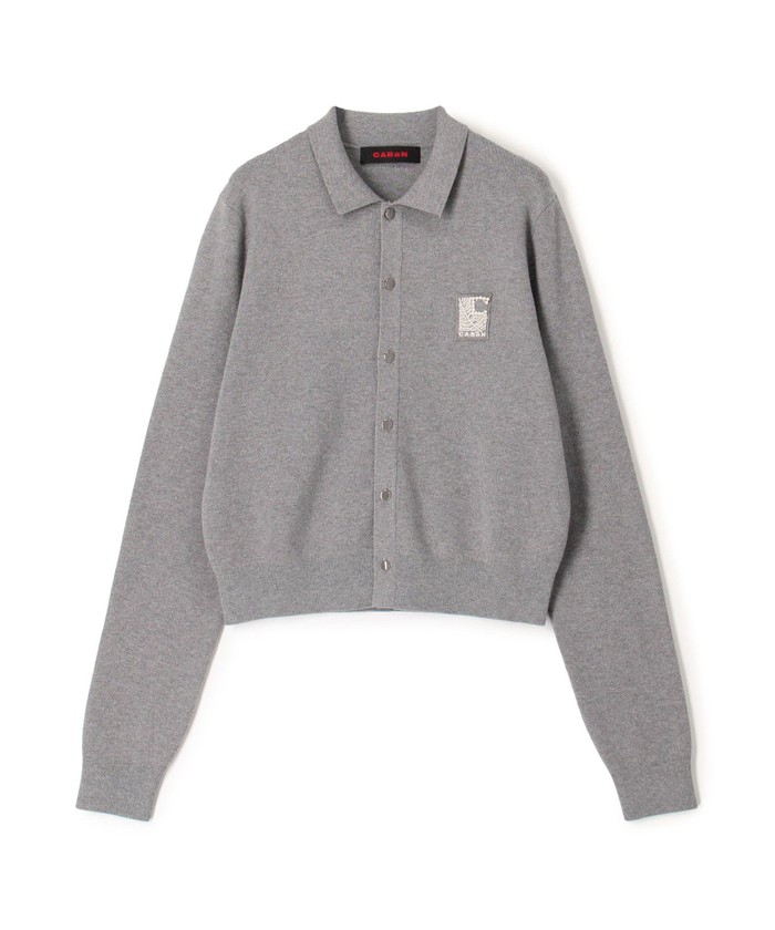 CABaN コットンカシミヤ パールロゴポロカーディガン(506876680 CABaN コットンカシミヤ パールロゴポロカーディガン(506876680