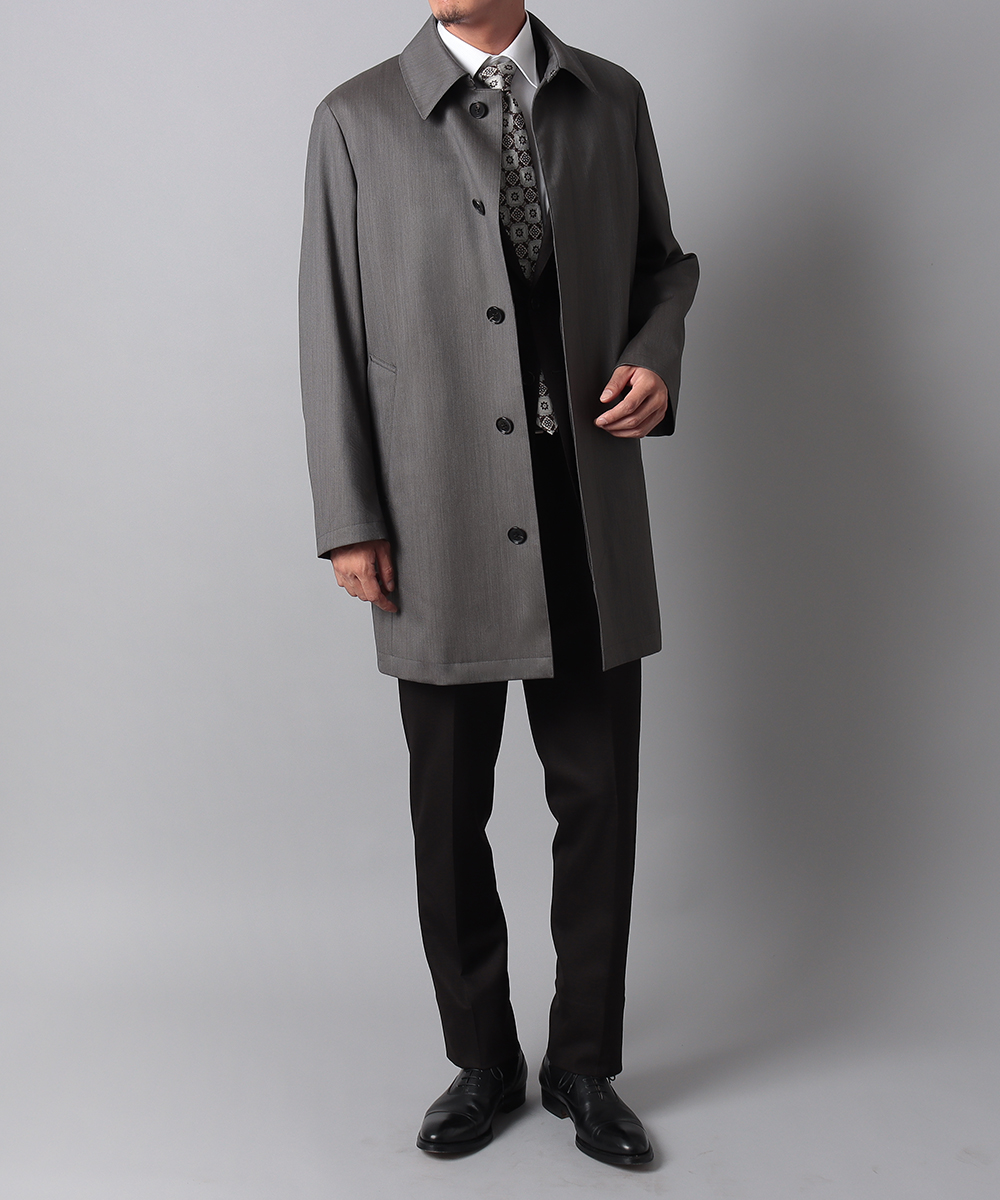 【美品】D'URBAN ダーバン ライナー付き コート 比翼 ベルト LL 紺 ダーバン D'URBAN ツイルサキソニーステンカラーコート （グレー