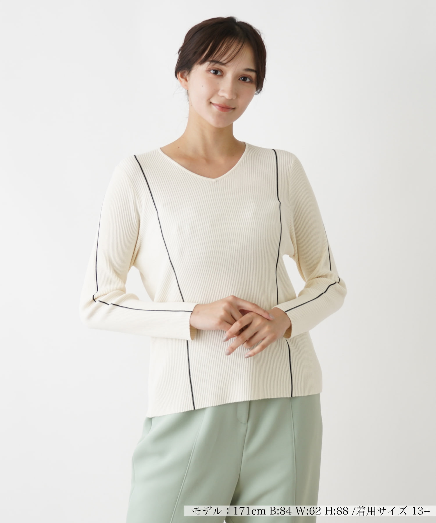 Leilian レリアン13+ ボートネックバルーン袖チュニックトップス