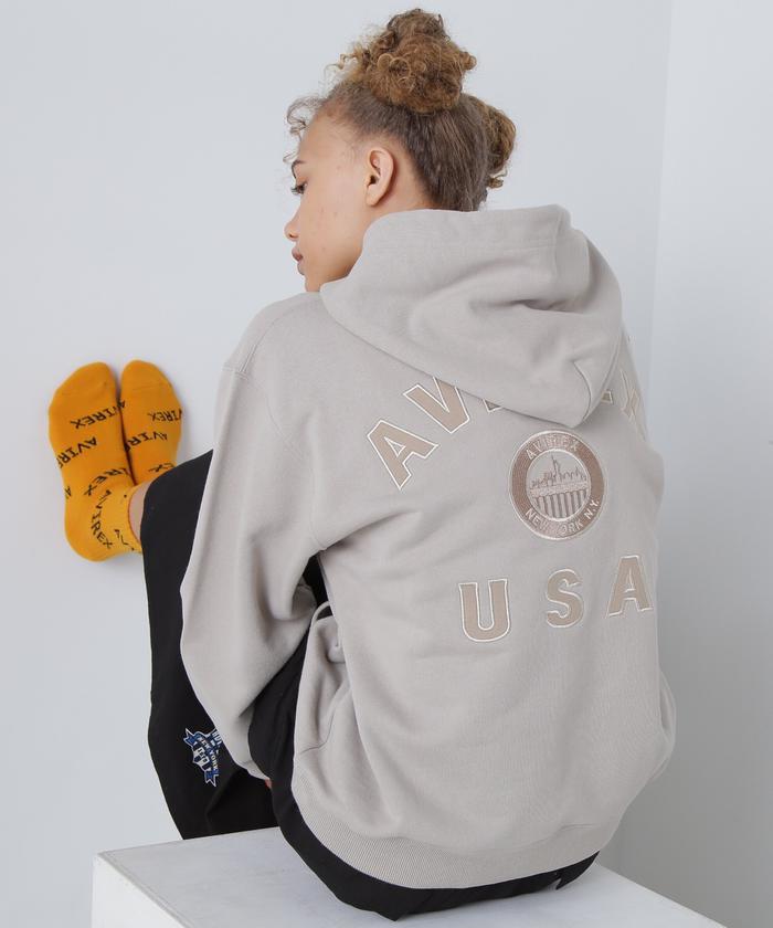 VARSITY LOGO SWEAT PARKA NYC/バーシティー ロゴ スウェット