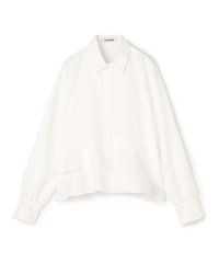 CABaN /タイプライターダブルクロス アシンメトリックフリルロングスリーブシャツ/506877886