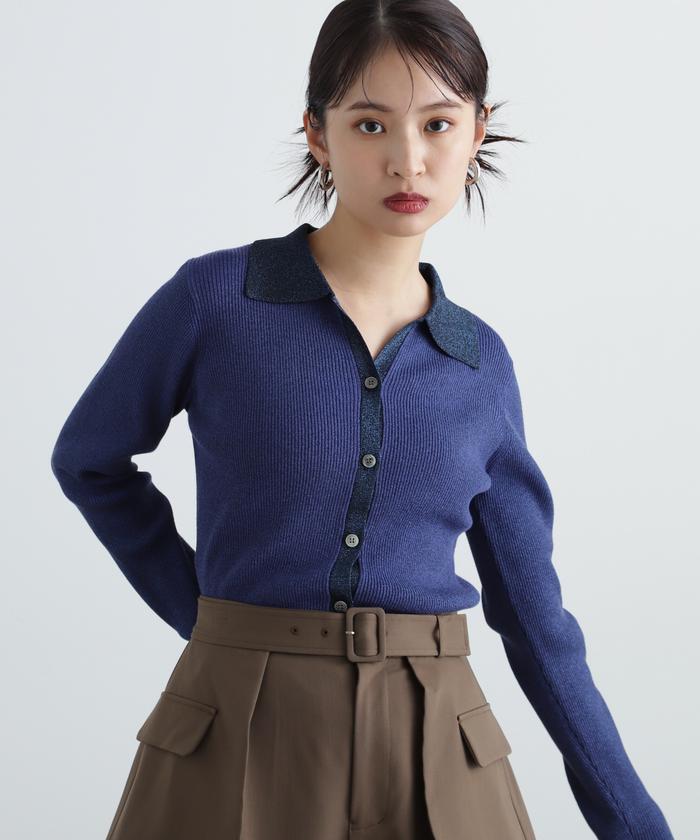 消費税無し セール】ラメリブポロニット《レッド：official site・一部店舗 トップス