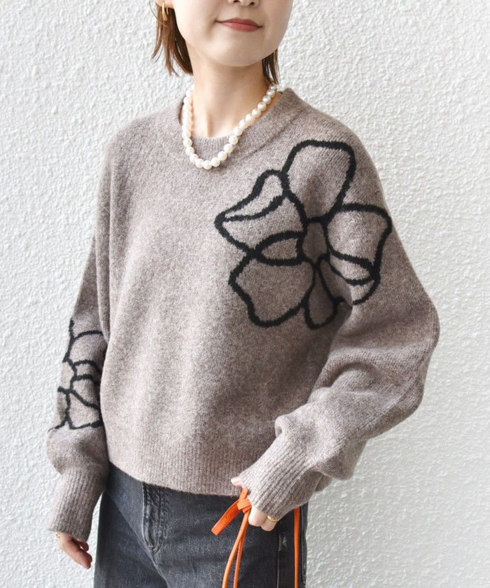 SHIPS for women / シップスウィメン 【WEB限定】〈手洗い可能〉ジャカード フラワー ニット プルオーバー WEB限定】〈手洗い可能〉ジャカード フラワー ニット プル