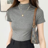 Amulet/アミュレット Amulet ハイネック半袖カットソー レディース 10代 20代 30代 韓国ファッション 夏 カジュアル 可愛い シンプル おしゃれ 大人 無/506885046
