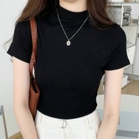 Amulet/アミュレット Amulet ハイネック半袖カットソー レディース 10代 20代 30代 韓国ファッション 夏 カジュアル 可愛い シンプル おしゃれ 大人 無/506885046