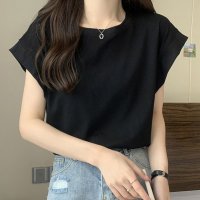 Amulet/アミュレット Amulet 半袖無地Tシャツ レディース 10代 20代 30代 韓国ファッション 夏 カジュアル 可愛い シンプル おしゃれ 無地 白 黒/506885048