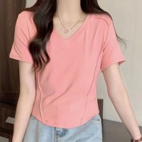 Amulet/アミュレット Amulet プレス加工デザインTシャツ レディース 10代 20代 30代 韓国ファッション 夏 カジュアル 可愛い おしゃれ シンプル 白 黒/506885053