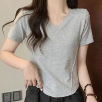 Amulet/アミュレット Amulet プレス加工デザインTシャツ レディース 10代 20代 30代 韓国ファッション 夏 カジュアル 可愛い おしゃれ シンプル 白 黒/506885053