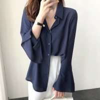 Amulet/アミュレット Amulet スリットスリーブブラウス レディース 10代 20代 30代 韓国ファッション カジュアル 春 秋 上品 シンプル 可愛い トップス/506885059