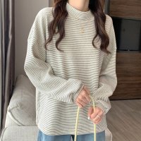 Amulet/アミュレット Amulet ハイネックボーダーカットソー レディース 10代 20代 30代 韓国ファッション カジュアル 秋 冬 シンプル 可愛い Tシャツ /506885063