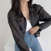 Belle Cie/ベルシー Belle Cie シャツ カーデ カーディガン 羽織り シアー 重ね着 ロールアップ レディース 韓国ファッション シンプル 大人 かわいい くすみ/506886681