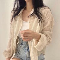 Belle Cie/ベルシー Belle Cie シャツ カーデ カーディガン 羽織り シアー 重ね着 ロールアップ レディース 韓国ファッション シンプル 大人 かわいい くすみ/506886681