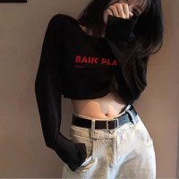 Belle Cie/ベルシー Belle Cie Tシャツ ロンT 長袖 ショート丈 短丈 ロゴ トップス シンプル レディース 韓国ファッション かわいい 大人 多色 メッセージ/506886688