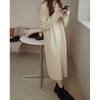 Belle Cie/ベルシー Belle Cie ニット ワンピース ハーフジップ ロングワンピース あたたかい 冬 レディース 韓国ファッション 防寒 ハイネック スタンドネック/506886690