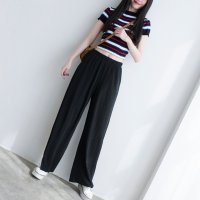 Belle Cie/ベルシー Belle Cie ワイドパンツ ストレートパンツ ズボン ボトム セルフカット ゴム レディース ウエストゴム イージーパンツ プリーツ テロテロ /506886692