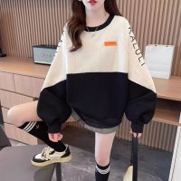 Belle Cie/ベルシー Belle Cie トレーナー スウェット ジャージー 長袖 トップス プルオーバー レディース 韓国ファッション バイカラー 大人 シンプル 大きい/506886693