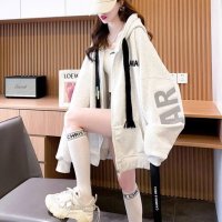 Belle Cie/ベルシー Belle Cie 羽織り ジャケット パーカー ブルゾン スウェット アウター 秋冬 レディース 韓国ファッション 楽 ロゴ フード付き 体型カバー/506886697
