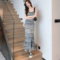 Belle Cie/ベルシー Belle Cie ニット ワンピース キャミ ロング セクシー タイト 細身 杢 柄 レディース 韓国ファッション グラデーション 秋冬 レイヤード/506886708