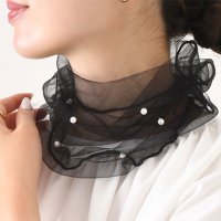 REAL STYLE/リアルスタイル REAL STYLE ネックカバー 夏用 UV つけ襟 付け衿 フェイクパール 真珠 おしゃれ 紫外線対策 日焼け タートルネック 薄手 シアー/506886943