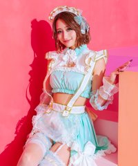 Tika/ティカ Tika ハロウィン ラブリーリボンへそ出しペアセクシーガーリーペアメイド [10点セット]【返品不可商品】/506887468