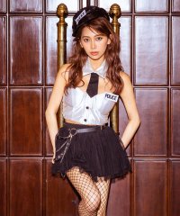 Tika/ティカ Tika ハロウィン コスプレ へそ出しハートカットビスチェふわふわチュールフレアスカートセクシーペアポリス [6点セット] 【返品不可商品】/506887494
