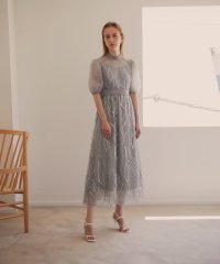 Leja/レジャ Leja スパンコール刺繍レースプチハイネックAラインドレス美脚効果結婚式 パーティードレス 成人式 20代 30代 40代/506887510