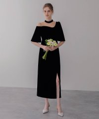 Leja/レジャ Leja 花柄刺繍スパンコールベロアスリットIラインドレス美脚効果結婚式 パーティードレス 成人式 20代 30代 40代/506887513