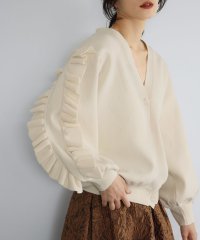 ELFRANK/エルフランク ELFRANK 袖フリルVネックニットカーディガン/506887573