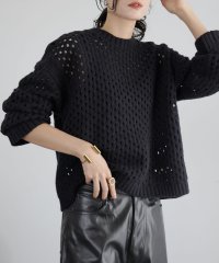 ELFRANK/エルフランク ELFRANK ショート丈メッシュ透かし編みニットプルオーバー/506887635