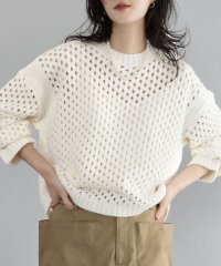ELFRANK/エルフランク ELFRANK ショート丈メッシュ透かし編みニットプルオーバー/506887635