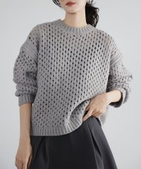 ELFRANK/エルフランク ELFRANK ショート丈メッシュ透かし編みニットプルオーバー/506887635