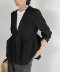 ELFRANK/エルフランク ELFRANK ダンボールニットペプラムノーカラージャケット【洗える】/506887639