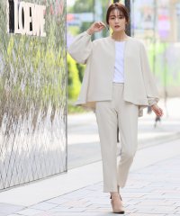 Flolia/フロリア Flolia ランタンスリーブノーカラージャケット・テーパードパンツの2点セットアップフォーマルセレモニースーツ【洗える】/506887668