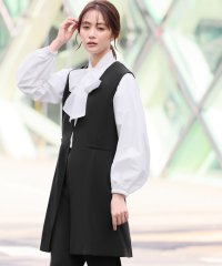 Flolia/フロリア Flolia Vネックロングジレ・ボウタイブラウス・ストレートパンツの3点セットアップフォーマルセレモニースーツ【洗える/ストレッチ】/506887673