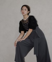 epic day/エピック デイ epic day パーティードレス 結婚式 ドレス ワンピース チェックチュールパフスリーブパンツドレス パンツドレス ワイドパンツ ハイウエス/506888596