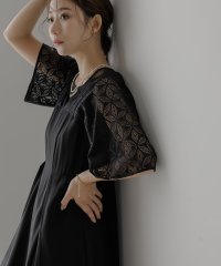 epic day/エピック デイ epic day パーティードレス 結婚式 ドレス ワンピース ジョーゼットレイヤードデザインドレス 体型カバー 半袖 刺繍 レース リボン お/506888600