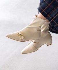 Menue/メヌエ Menue ポインテッドトゥ ゴールドバックルブーツ/506888675