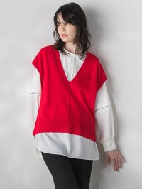 la.f.../ラ エフ エルサイズ la.f…(Lsize) 【大きいサイズ】Vネックニットジレ≪手洗い可能≫/506848124