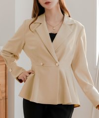 JULIA BOUTIQUE/ジュリアブティック JULIA BOUTIQUE ダブルボタンペプラムトップス [24504 長袖 ミドル丈 無地 Vネック レディース ライトアウター 上着 /506886132