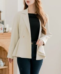 JULIA BOUTIQUE/ジュリアブティック JULIA BOUTIQUE ダブルボタンペプラムトップス [24504 長袖 ミドル丈 無地 Vネック レディース ライトアウター 上着 /506886132