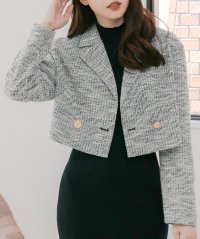 JULIA BOUTIQUE/ジュリアブティック JULIA BOUTIQUE クロップドツイードジャケット [24505 長袖 ショート丈 レディース トップス ブラック 黒 ベージュ ]/506886134