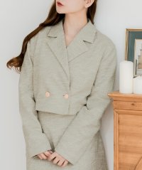 JULIA BOUTIQUE/ジュリアブティック JULIA BOUTIQUE クロップドツイードジャケット [24505 長袖 ショート丈 レディース トップス ブラック 黒 ベージュ ]/506886134