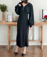 JULIA BOUTIQUE/ジュリアブティック JULIA BOUTIQUE ジップアップスウェットワンピース [24510 長袖 マキシ タイト 無地 レディース ブラック 黒 ホワイト/506886137