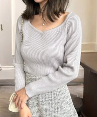 JULIA BOUTIQUE/ジュリアブティック JULIA BOUTIQUE ネックが選べる毎日リブニットトップス [24518 長袖 ミドル 無地 Vネック ハイネック レディース ブラ/506886199