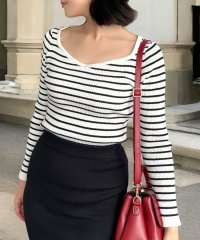 JULIA BOUTIQUE/ジュリアブティック JULIA BOUTIQUE ネックが選べる毎日リブニットトップス [24518 長袖 ミドル 無地 Vネック ハイネック レディース ブラ/506886199