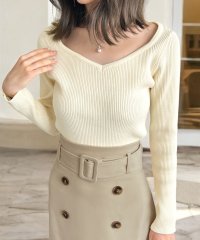 JULIA BOUTIQUE/ジュリアブティック JULIA BOUTIQUE ネックが選べる毎日リブニットトップス [24518 長袖 ミドル 無地 Vネック ハイネック レディース ブラ/506886199