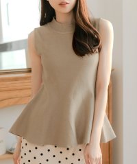 JULIA BOUTIQUE/ジュリアブティック JULIA BOUTIQUE 袖丈が選べるくびれニットトップス [24520 半袖 ノースリーブ ミドル丈 無地 Uネック レディース ブラ/506886212