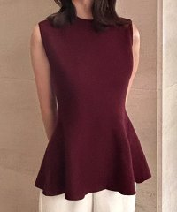 JULIA BOUTIQUE/ジュリアブティック JULIA BOUTIQUE 袖丈が選べるくびれニットトップス [24520 半袖 ノースリーブ ミドル丈 無地 Uネック レディース ブラ/506886212