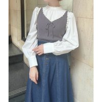 an another angelus/アンアナザーアンジェラス an another angelus フロントレースアップバイカラーニットビスチェ【洗える】(Fi.n.t)/506889220